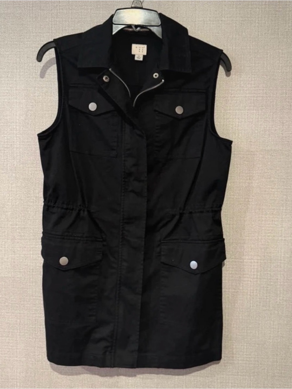a new day Black Sleeveless Utility Vest with Snap Pockets